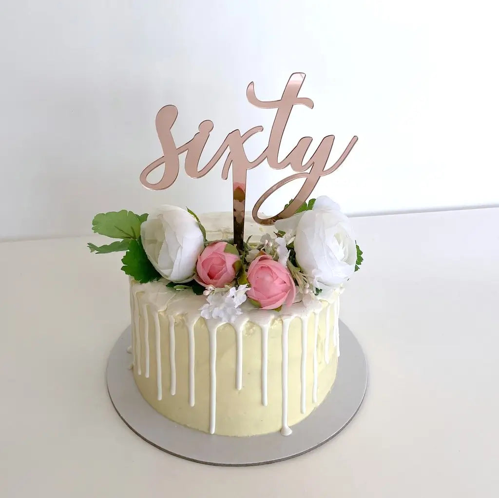 Acrylic Rose Gold 'Sixty' Cake Topper