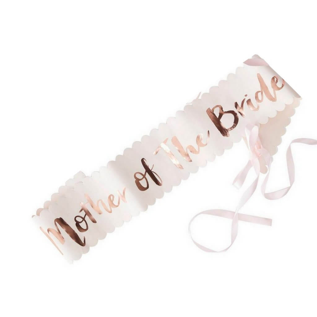 Rose Gold 'Mother Of The Groom' 'Mother Of The Bride' Hen Party Satin Sash - Online Party Supplies