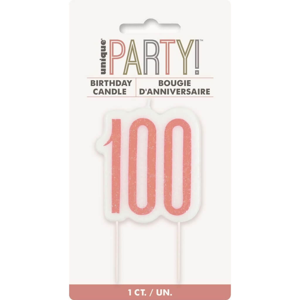 Rose Gold Numeral Age 100 Birthday Candle Birthday cake topper decoration
