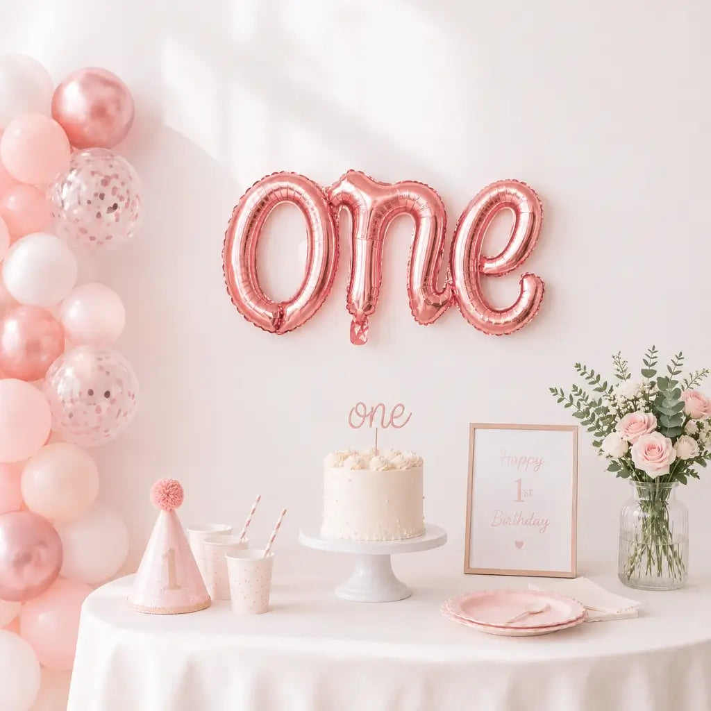 Rose Gold 'one' Script First Birthday Party Foil Balloon