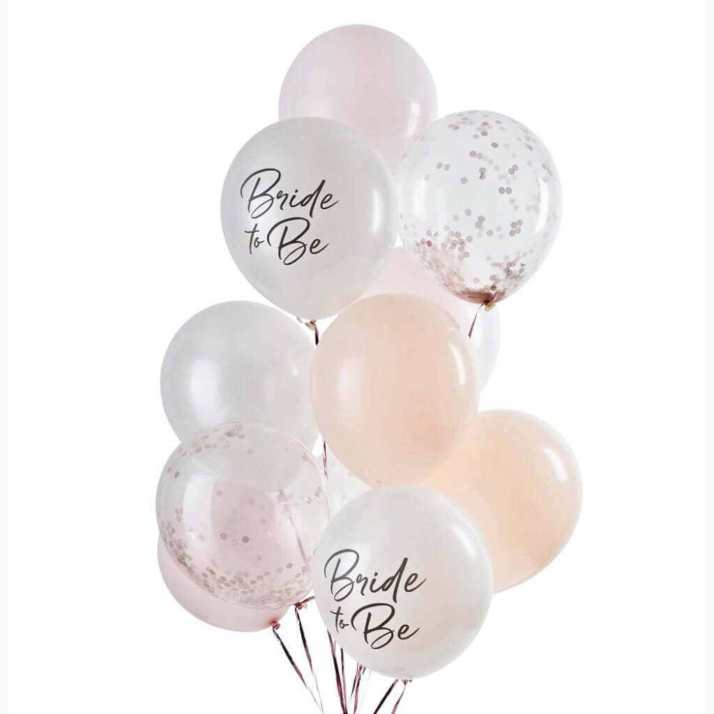 Rose gold and pink bridal latex balloons for hen party decorations