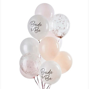Rose gold and pink bridal latex balloons for hen party decorations