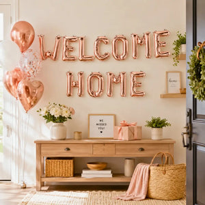 Rose Gold WELCOME HOME Foil Letter Balloon Banner