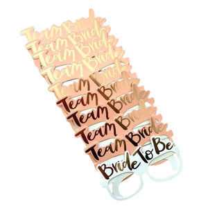 Rose Gold Bride To Be & Team Bride Party Glasses 10pk