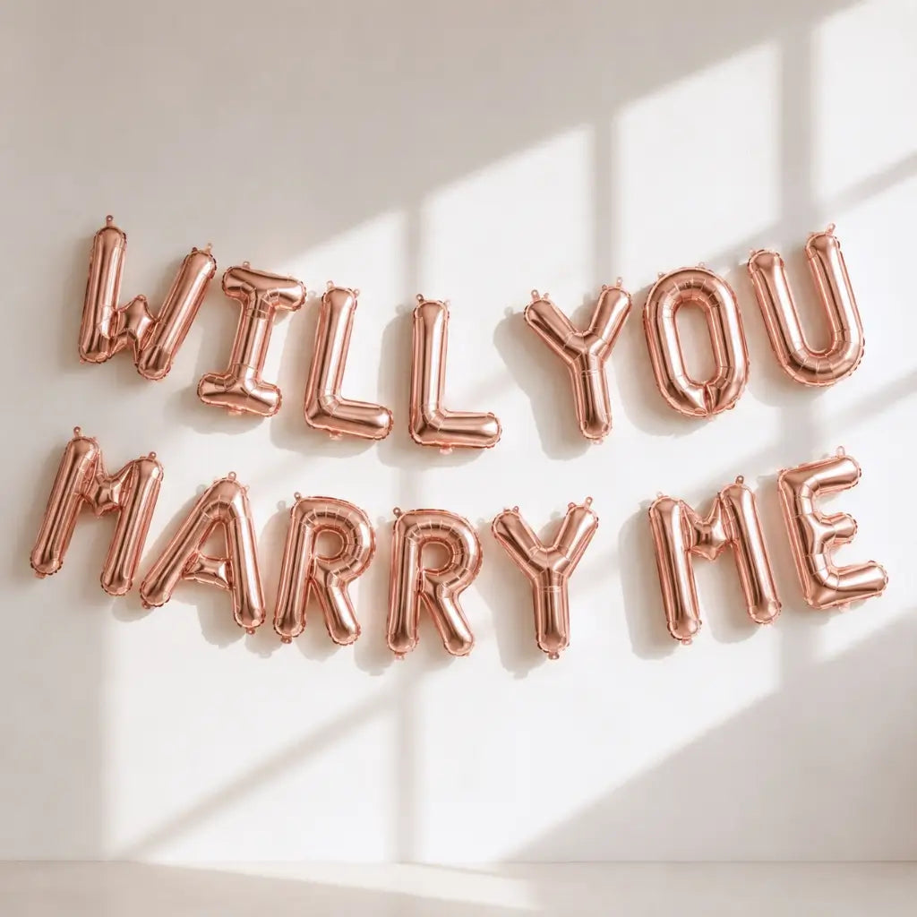 16in Rose Gold WILL YOU MARRY ME Foil Balloon Banner