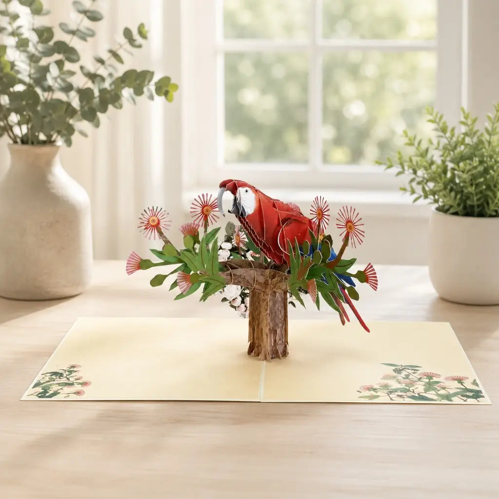 Handmade Rosella Parrot Bird 3D Greeting Card - Australian Native Animal Pop Up Card