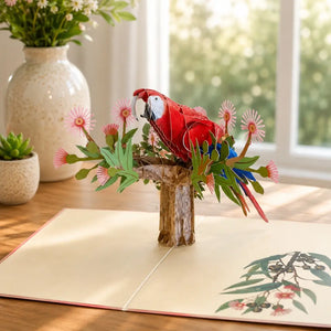 Handmade Rosella Parrot Bird 3D Greeting Card - Australian Native Animal Pop Up Card