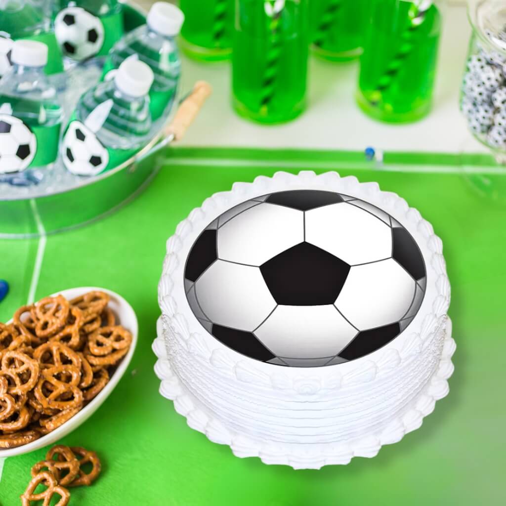 16cm round soccer ball edible icing image for birthday cakes