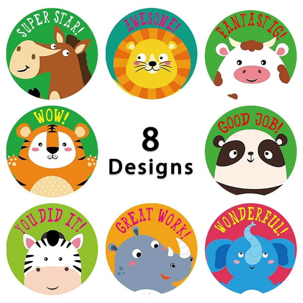 Motivational Stickers for Kids, Round Reward Stickers, Cartoon