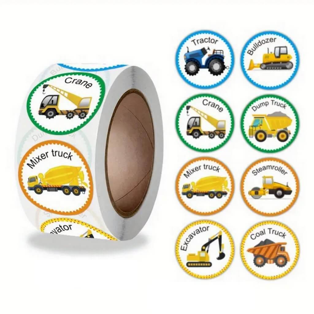 Construction Vehicle Stickers for Kids 50pk