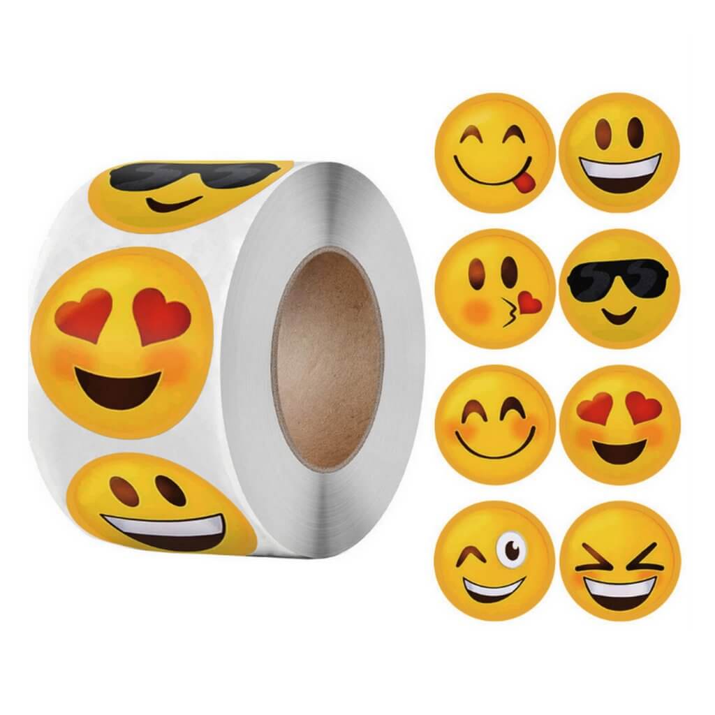 Happy Face Emoji Sticker 50 Pack - 8 Designs