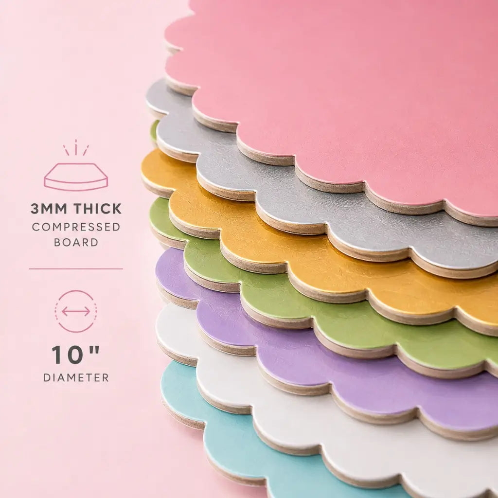 Papyrus compressed cake board for decorating and displaying cakes