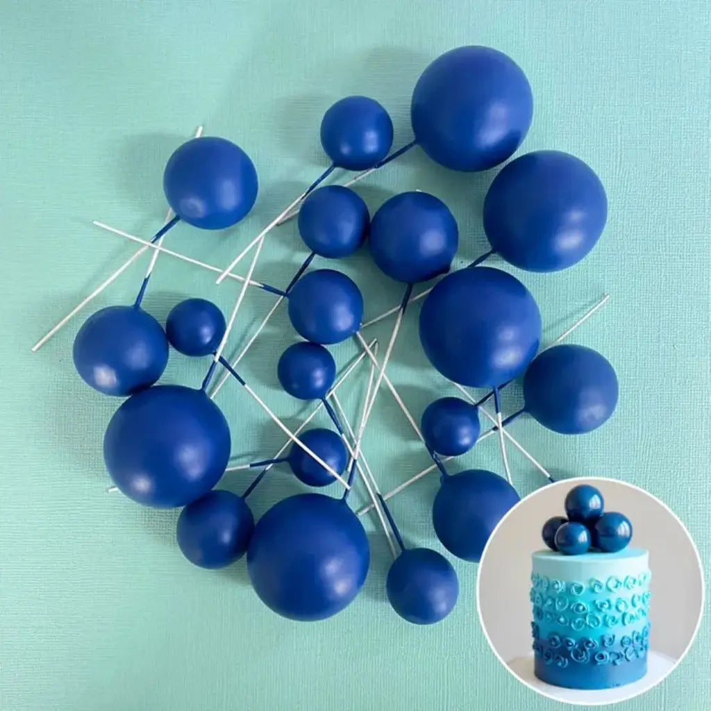 Royal Blue Modern Cake Decorating Ball Topper Set