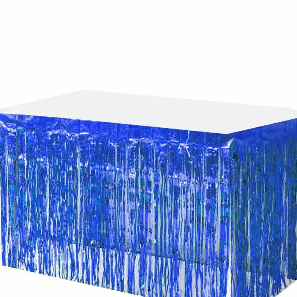 Royal Blue Foil Fringe Table Skirt