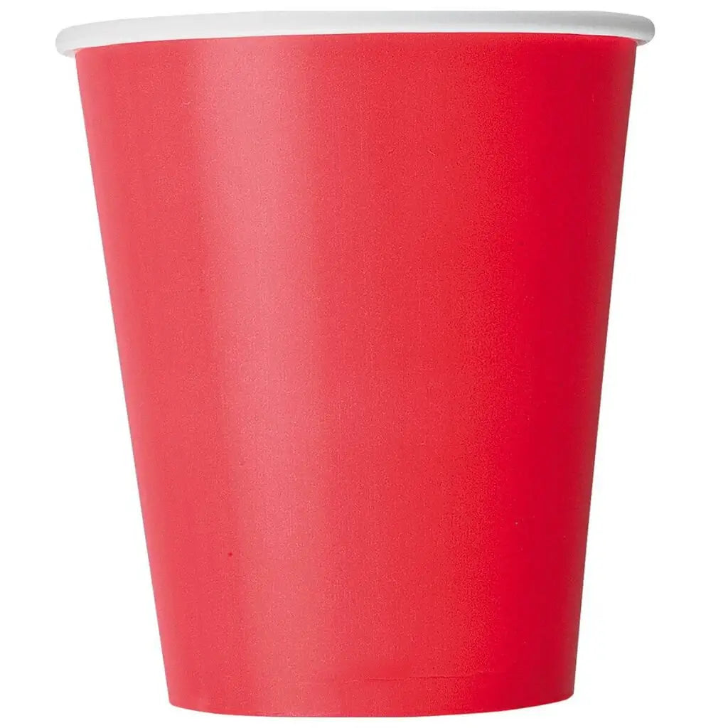 Ruby red paper cups 270ml 8 pack  for birthday and themed parties