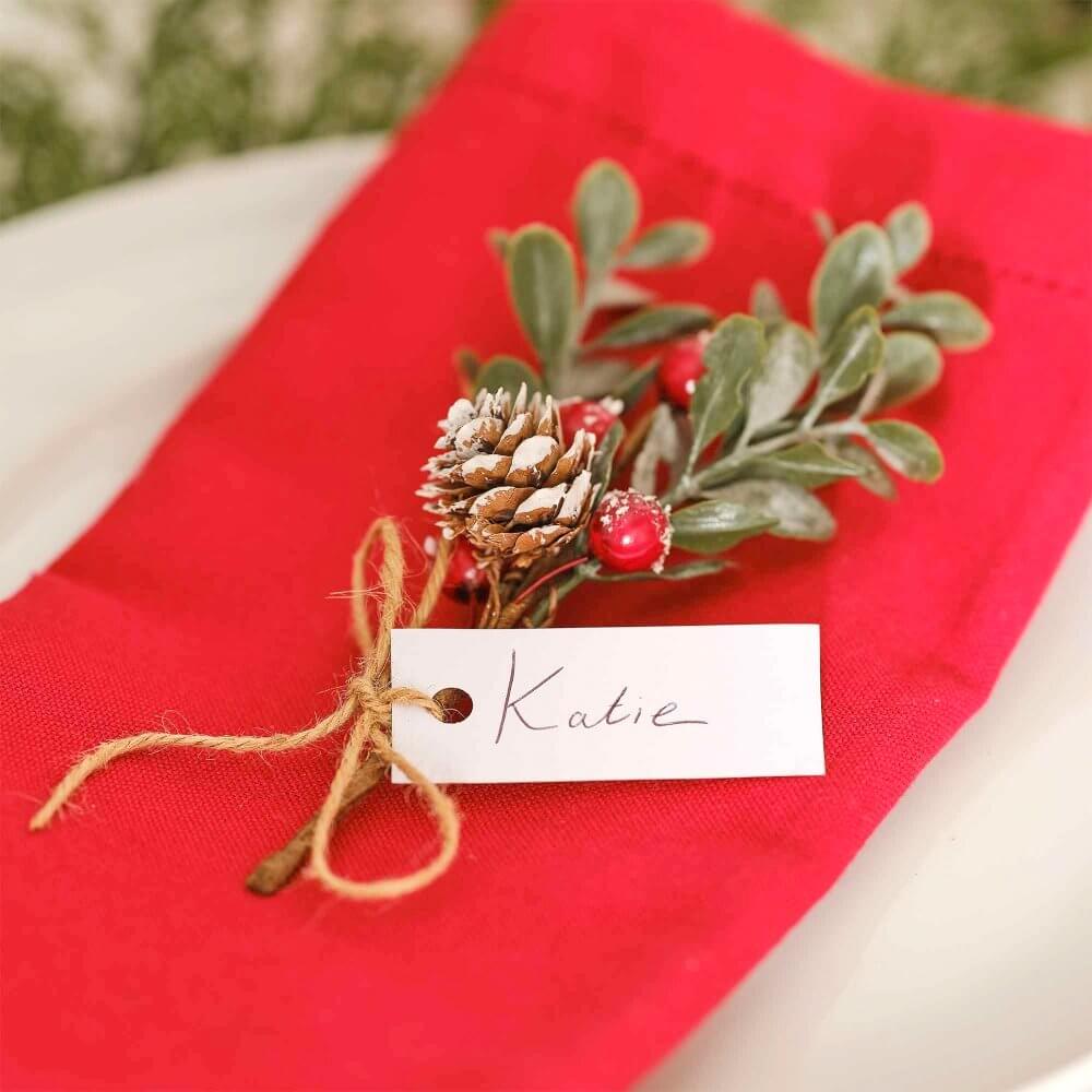 Rustic Red Berry Sprig Place Card Holders 6pk