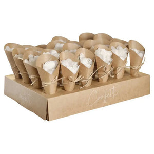 Rustic Romance Wedding Confetti Cone Holder Stand with Confetti & 24 kraft cones