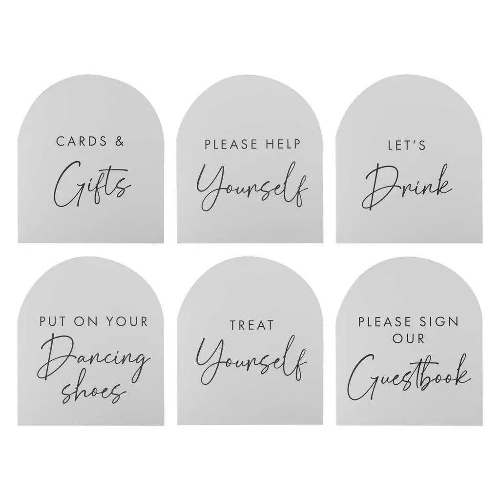 Rustic Romance Wedding Table Signs 6pk