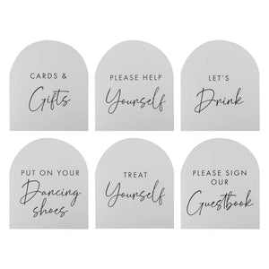 Rustic Romance Wedding Table Signs 6pk