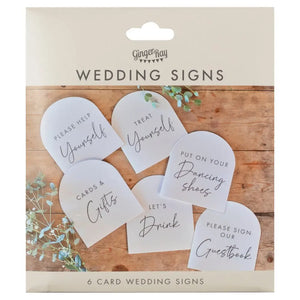 Rustic Romance Wedding Table Signs 6pk