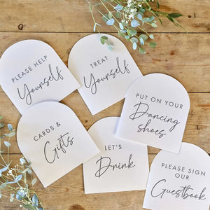 Rustic Romance Wedding Table Signs 6pk