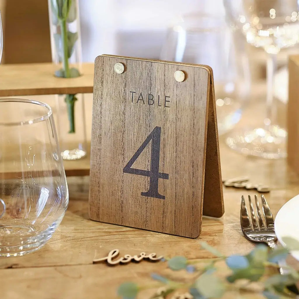 Rustic Romance Wedding Wooden Tent Table Numbers 12pk
