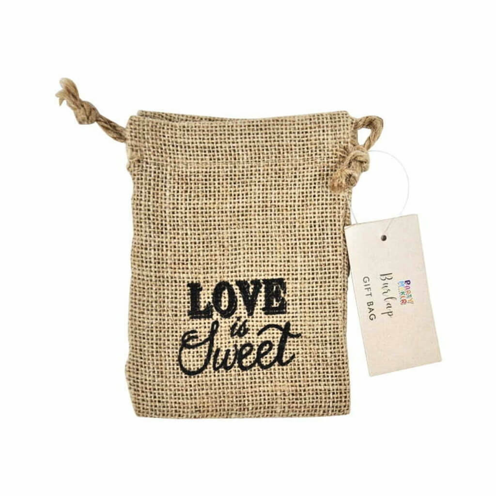 Love is Sweet Burlap Treat Bag 10x15cm