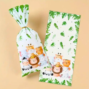 Jungle Animal White Plastic Goodie Bags 10pk