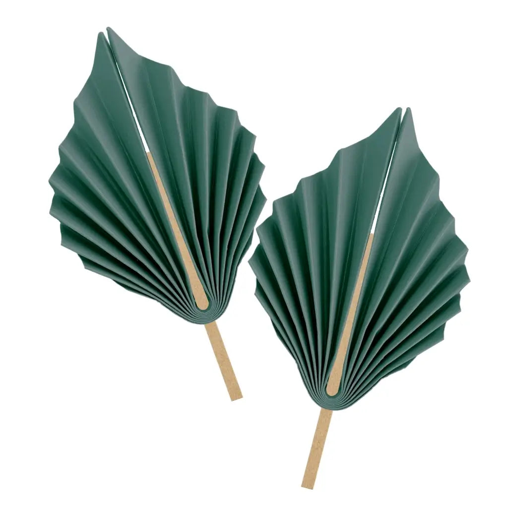 Sage Green Paper Palm Leaf Fans 15cm 2pk