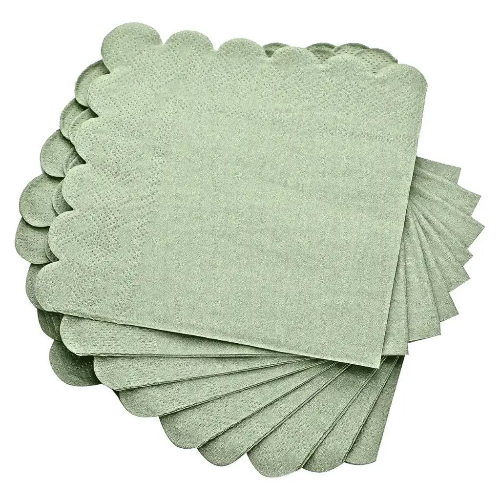 Sage green scalloped edge paper luncheon napkins pack of 10
