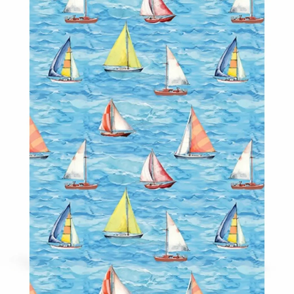 Sailboat gift wrapping paper sheet nautical ocean design