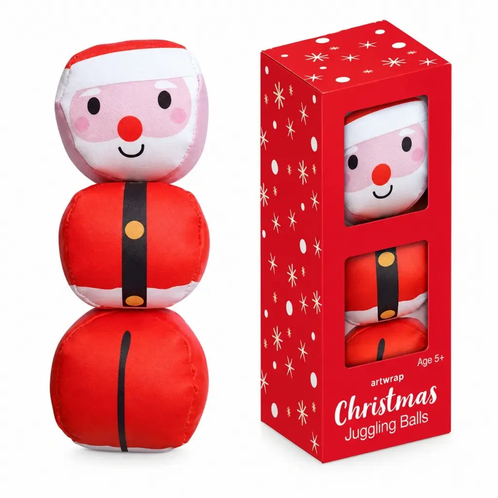 Santa Christmas juggling balls supplied in a three-piece set