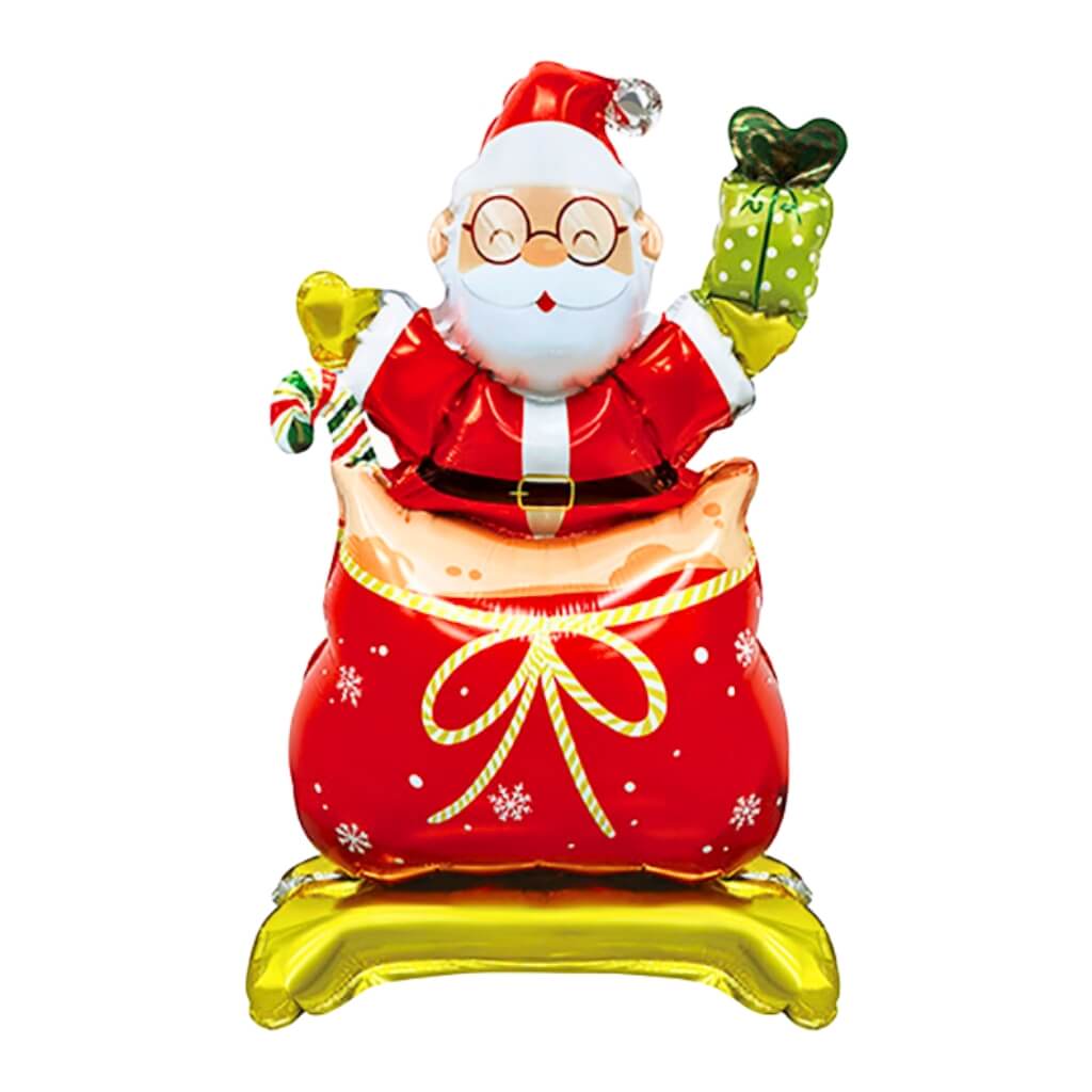 Santa Delivering Christmas Presents & Gift Sack Standing Foil Balloon