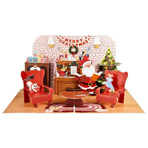 Singing Santa Merry Christmas Medley with His Best Friends – Dog &amp; Cat 3D Pop-Up Greeting Card