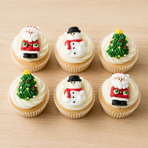 Christmas Sugar Decorations 6 Piece Pack – Santa, Snowman &amp; Christmas Tree Cake Toppers