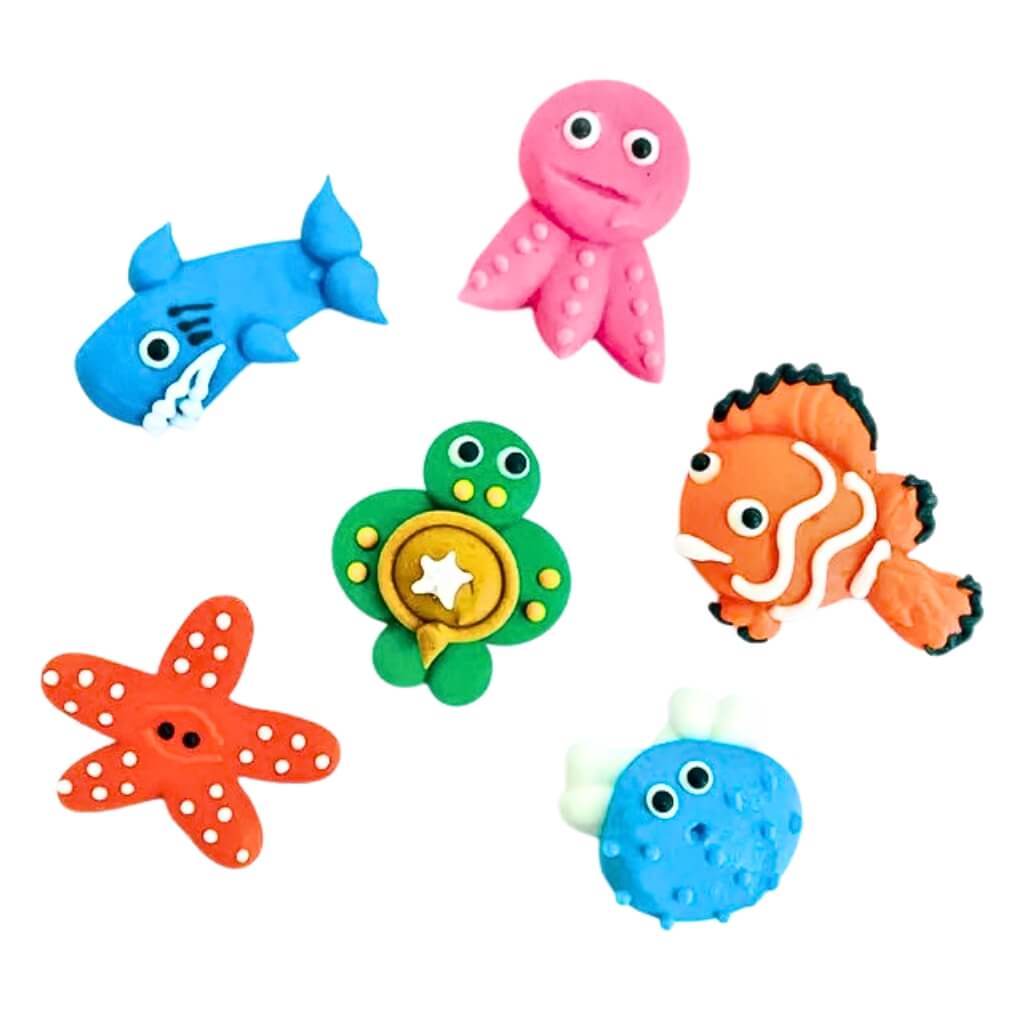 Large sea animal edible sugar cupcake toppers set under the sea mermaid party