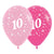Pink 30cm Age 10 Latex Balloons 6 Pack