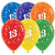 Age 13 Assorted Crystal Latex Balloons 30cm 25 Pack