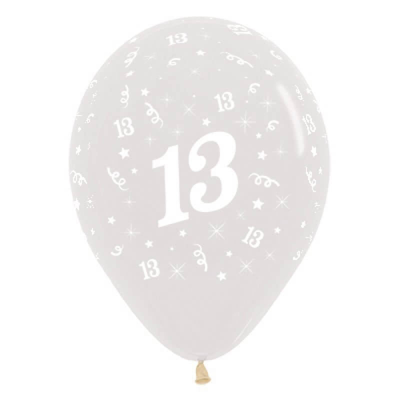 Age 13 Crystal Clear Latex Balloons 30cm 25 Pack