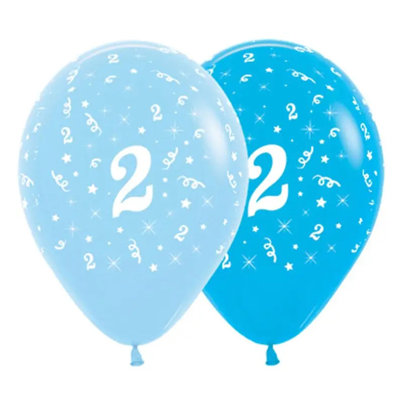 30cm Age 2 Blue & Royal Blue Latex Balloons 6pk