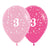 Pink 30cm Age 3 Latex Balloons 6 Pack