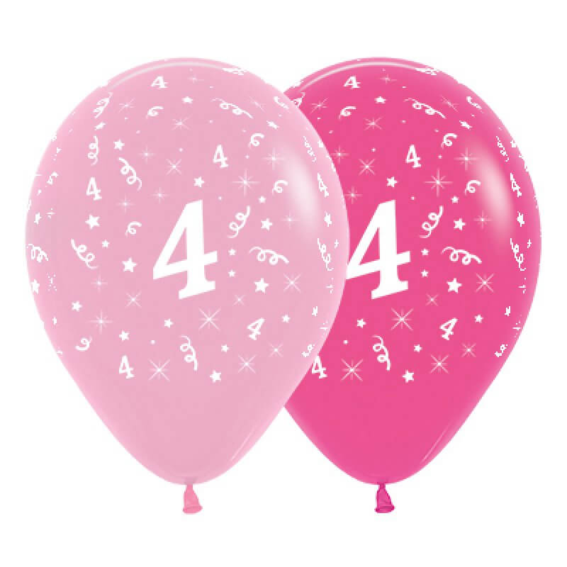 Pink 30cm Age 4 Latex Balloons 6 Pack