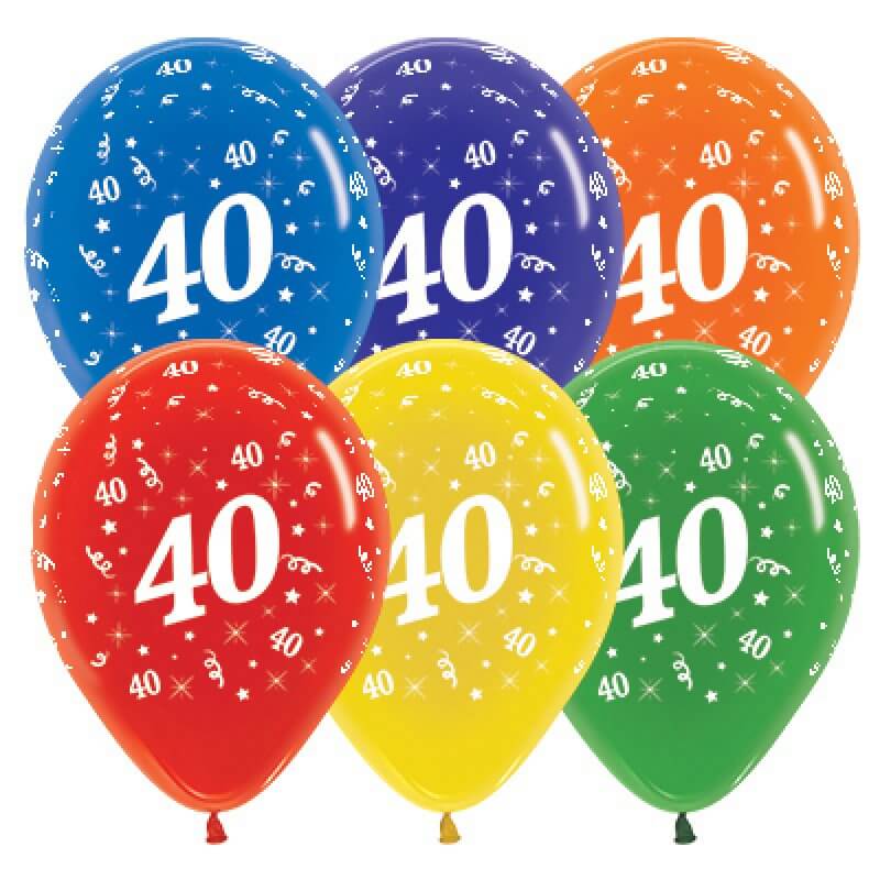 Age 40 Assorted Crystal Latex Balloons 30cm 25 Pack