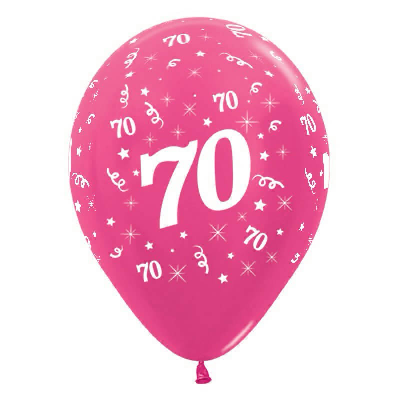 Metallic Fuchsia Age 70 Latex Balloons 30cm 25 Pack