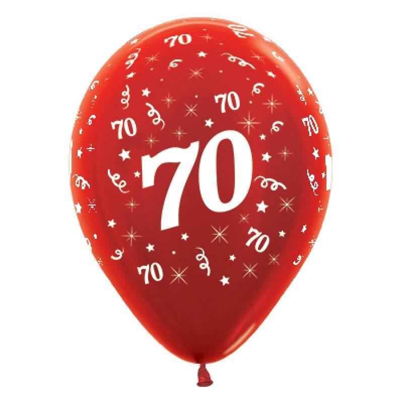 Metallic Red Age 70 Latex Balloons 30cm 25 Pack