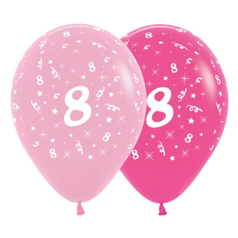 Pink 30cm Age 8 Latex Balloons 6 Pack