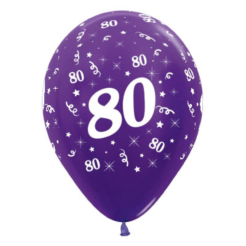 Metallic Purple Violet Age 80 Latex Balloons 30cm 25 Pack