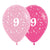 Pink 30cm Age 9 Latex Balloons 6 Pack