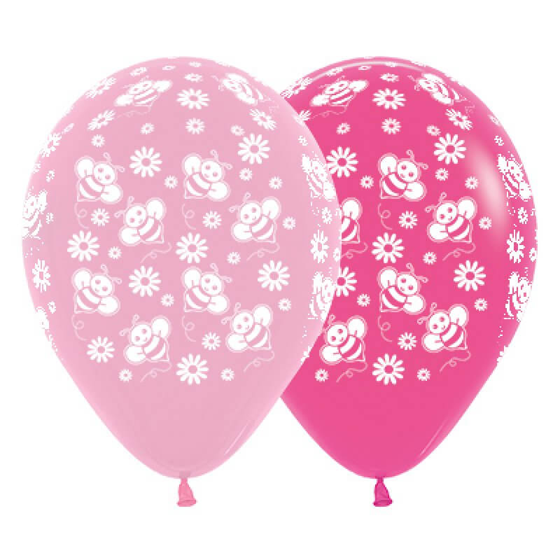 Bumble Bee's Flowers Pink & Fuchsia Latex Balloons 30cm 25pk