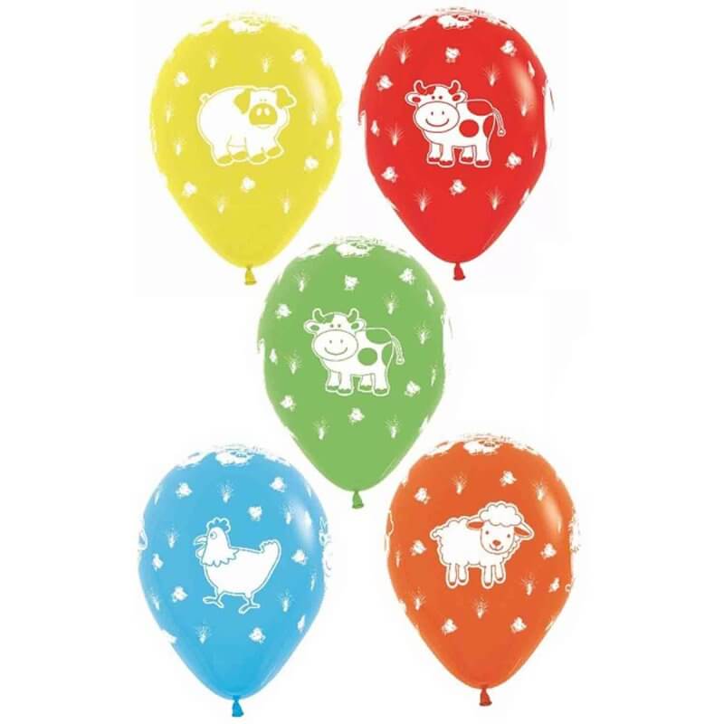 Sempertex Farm Animal Assorted Fashion Latex Balloons 30cm 12 Pack